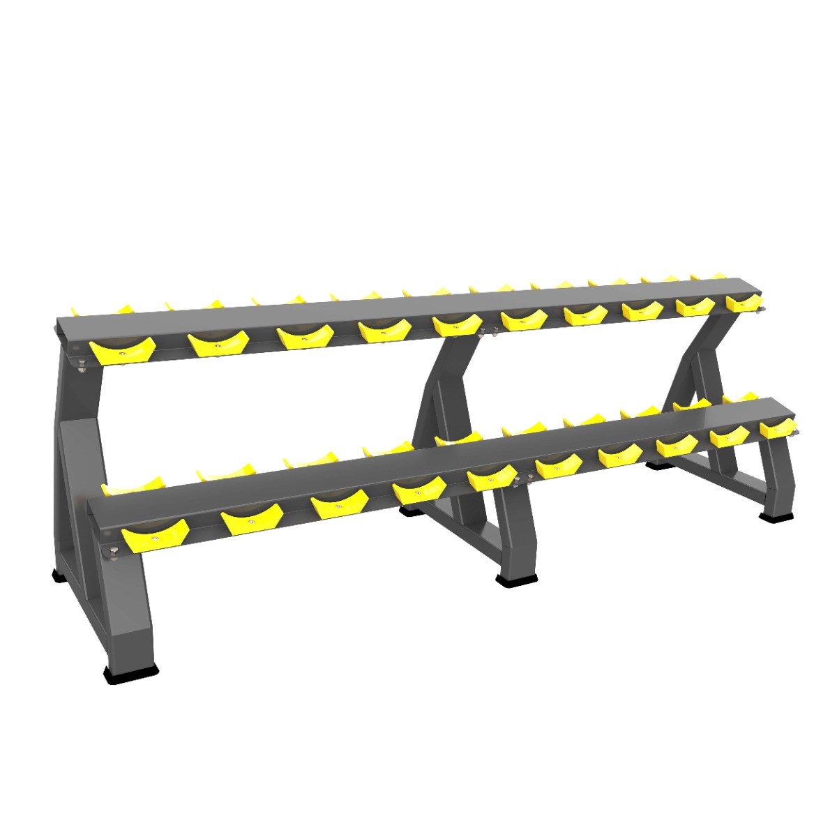 A2215-10 Стойка для гантелей (на 10 пар, желтые ложементы) ТАНГЕН