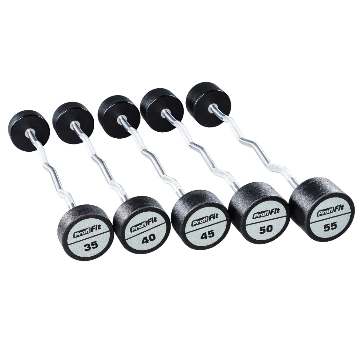 Набор изогнутых полиуретановых штанг (шаг 5 кг, 5 шт) PROFI-FIT 35-55 кг