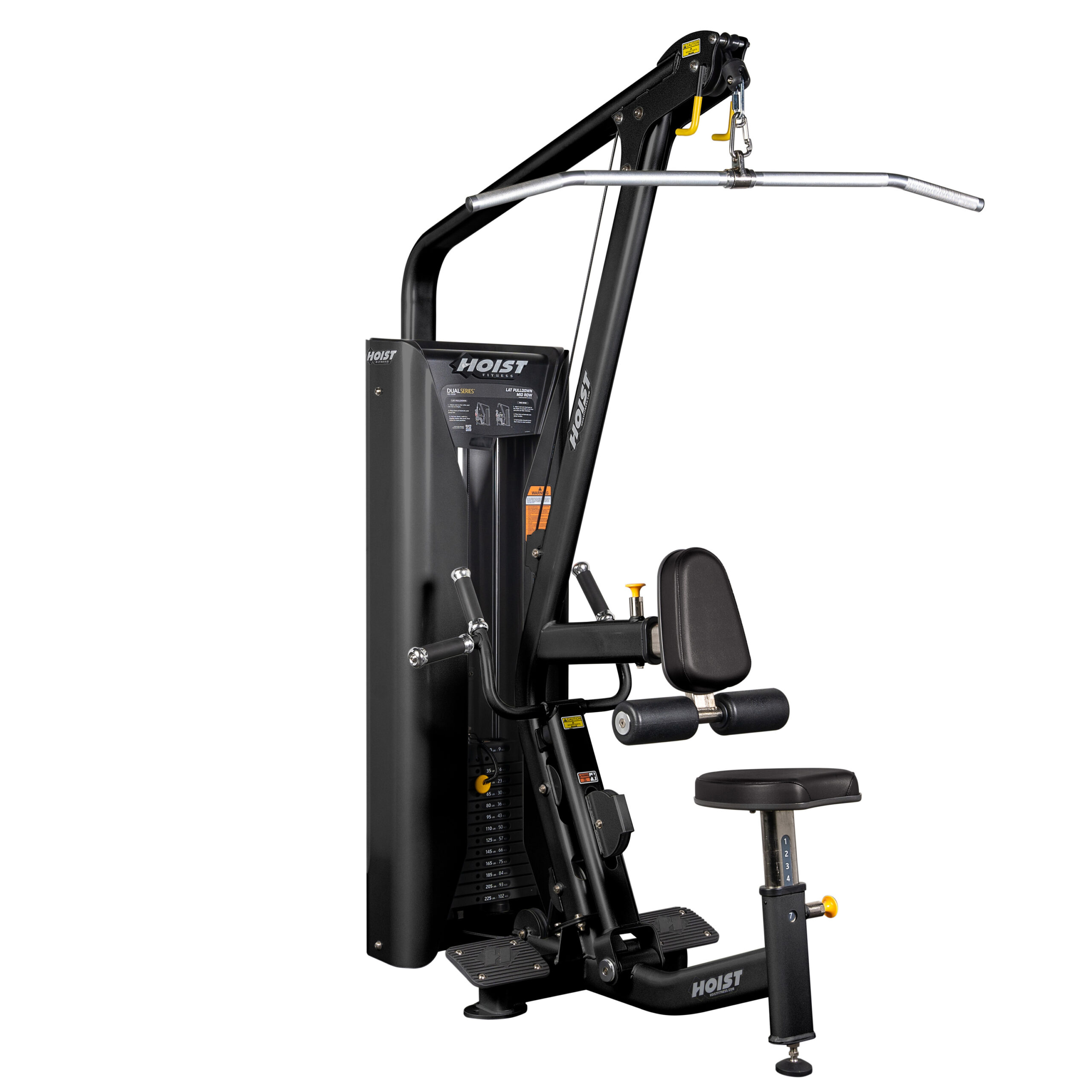 Тяга сверху, Гребная тяга с упором на грудь HOIST HD-3200 стек 113 кг, матовый черный